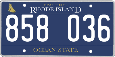 RI license plate 858036