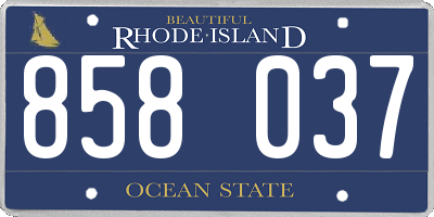 RI license plate 858037