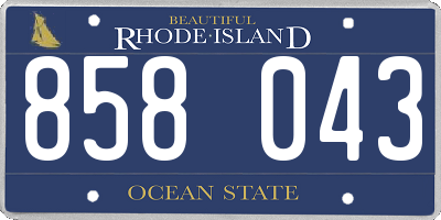 RI license plate 858043