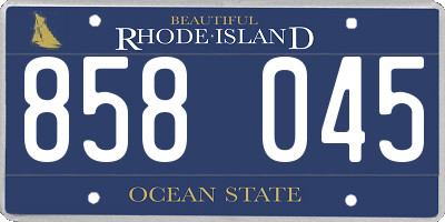 RI license plate 858045