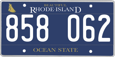 RI license plate 858062