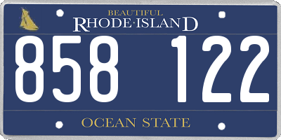 RI license plate 858122