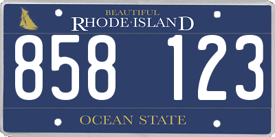 RI license plate 858123