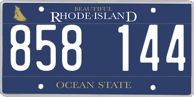RI license plate 858144