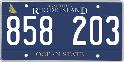 RI license plate 858203