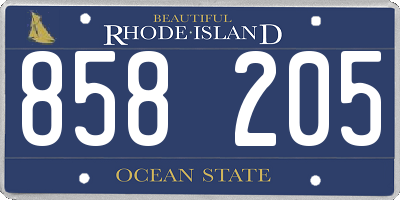 RI license plate 858205