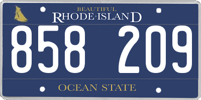 RI license plate 858209