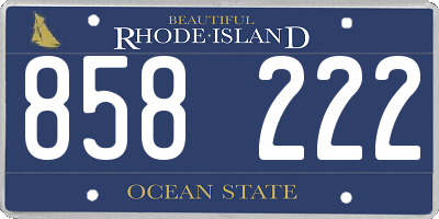 RI license plate 858222