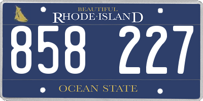 RI license plate 858227