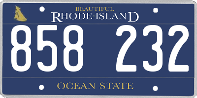RI license plate 858232