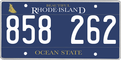 RI license plate 858262