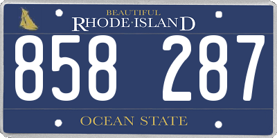 RI license plate 858287