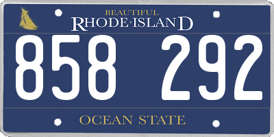 RI license plate 858292