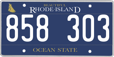 RI license plate 858303