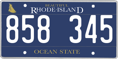 RI license plate 858345