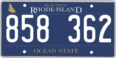 RI license plate 858362