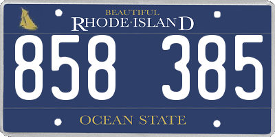 RI license plate 858385