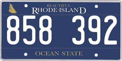 RI license plate 858392