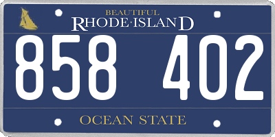 RI license plate 858402