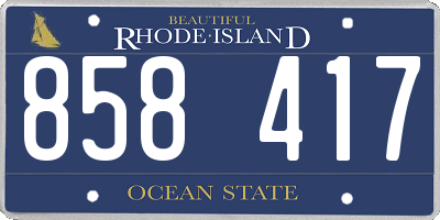 RI license plate 858417
