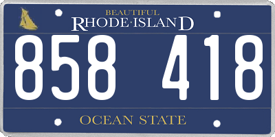 RI license plate 858418