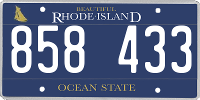 RI license plate 858433