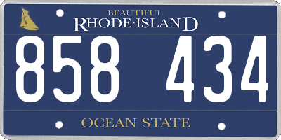 RI license plate 858434