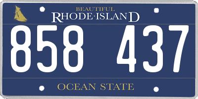 RI license plate 858437