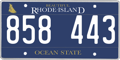 RI license plate 858443
