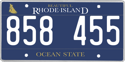 RI license plate 858455