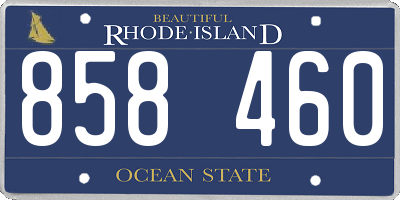 RI license plate 858460