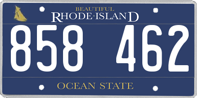 RI license plate 858462