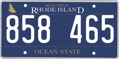 RI license plate 858465