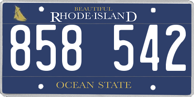 RI license plate 858542