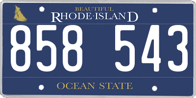 RI license plate 858543