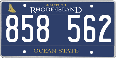 RI license plate 858562