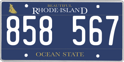 RI license plate 858567