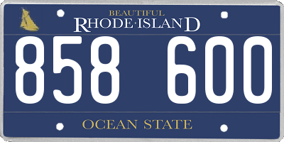 RI license plate 858600