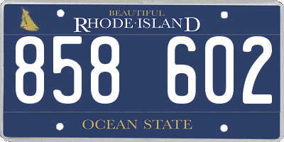RI license plate 858602