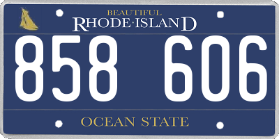 RI license plate 858606