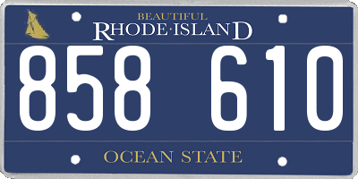 RI license plate 858610