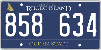 RI license plate 858634