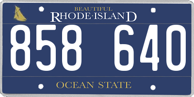 RI license plate 858640