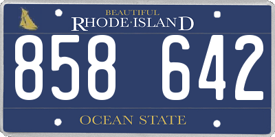 RI license plate 858642