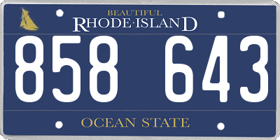 RI license plate 858643