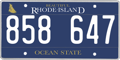 RI license plate 858647
