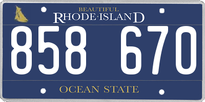 RI license plate 858670