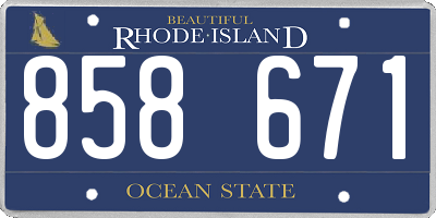 RI license plate 858671