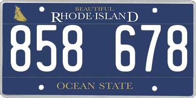 RI license plate 858678