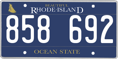 RI license plate 858692